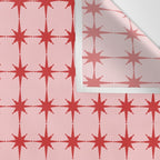 Mid Century Modern Atomic Stars Grid in Retro Christmas Red and Pink Wall Tapestry Gallery Image 3
