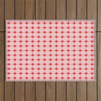 Mid Century Modern Atomic Stars Grid in Retro Christmas Red and Pink Outdoor Rug Gallery Image 1
