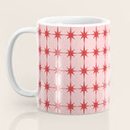 Mid Century Modern Atomic Stars Grid in Retro Christmas Red and Pink Coffee Mug Gallery Image 3