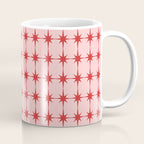 Mid Century Modern Atomic Stars Grid in Retro Christmas Red and Pink Coffee Mug Gallery Image 1