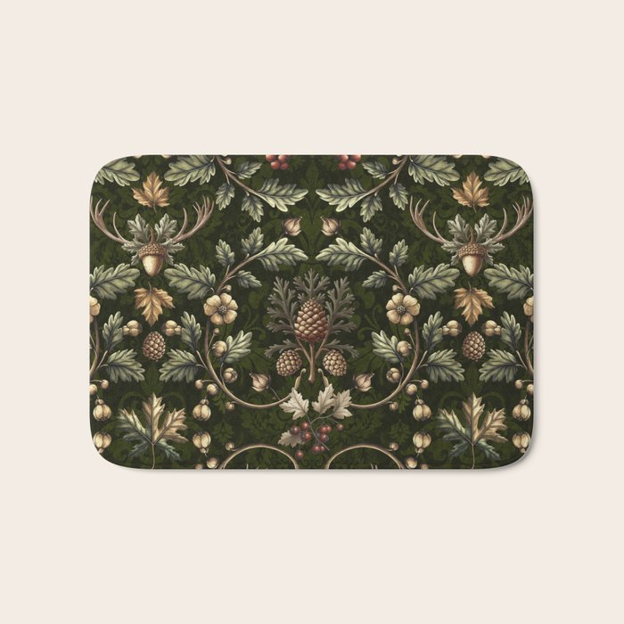 William Morris Woodland Nostalgia Emerald Green Bath Mat Gallery Image 1