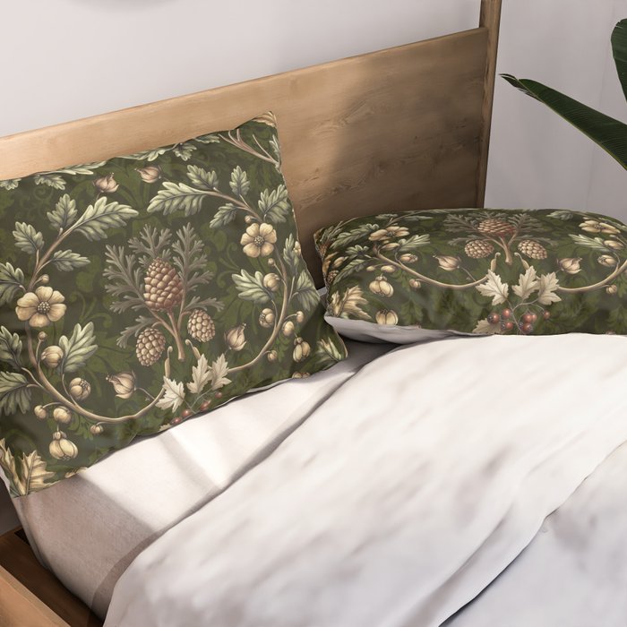 William Morris Woodland Nostalgia Emerald Green Pillow Sham Gallery Image 2