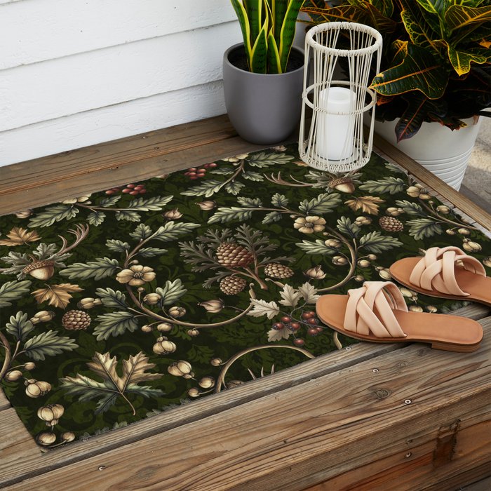 William Morris Woodland Nostalgia Emerald Green Outdoor Rug Gallery Image 2