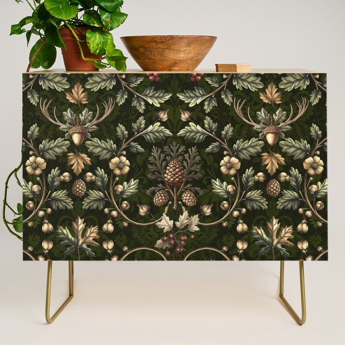 William Morris Woodland Nostalgia Emerald Green Credenza Gallery Image 1