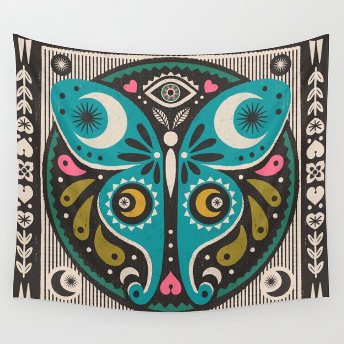 Luna Moth - Black Wall Tapestry Gallery Image 4