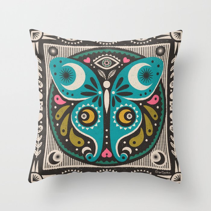 Luna Moth - Black Throw Pillow Gallery Image 6