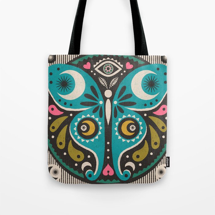 Luna Moth - Black Tote Bag Gallery Image 1