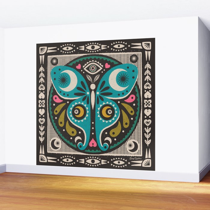 Luna Moth - Black Wall Mural Gallery Image 2