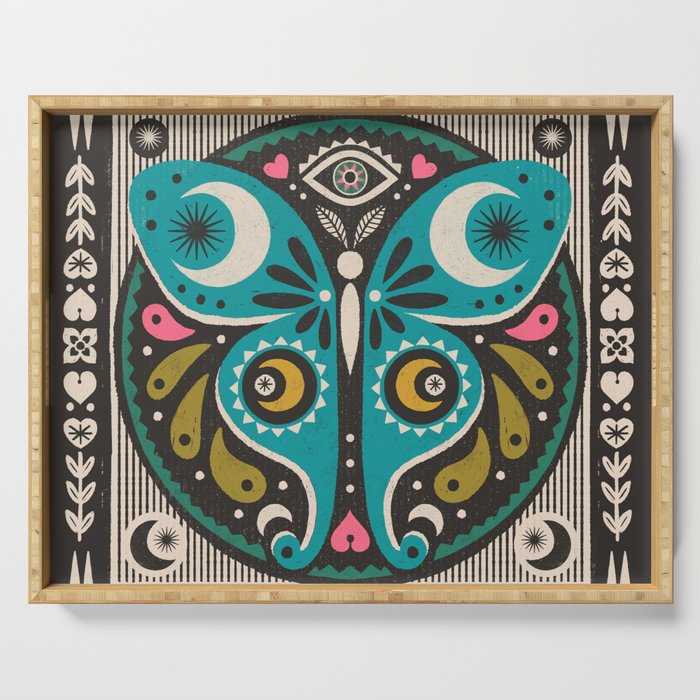 Luna Moth - Black Serving Tray Gallery Image 1