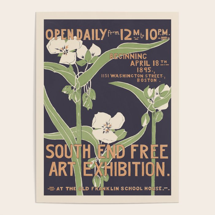 South End Free Flower Art Exhibition Vintage Art Nouveau Plants Design Botanical Home Decor Poster Gallery Image 4