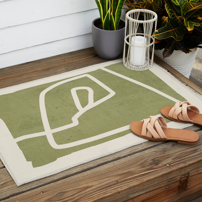 abstract minimal 57 Green Outdoor Rug Gallery Image 2