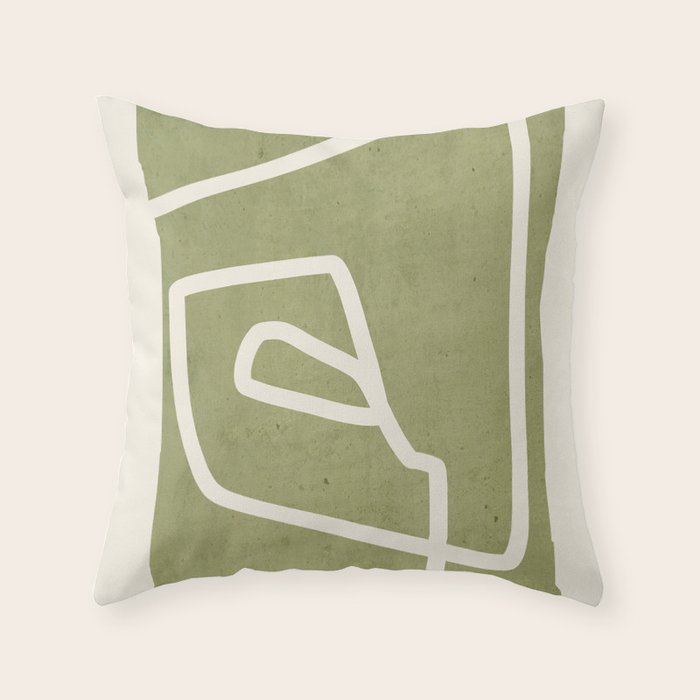 abstract minimal 57 Green Throw Pillow Gallery Image 1
