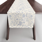 Hand Drawn Jacobean Floral - Blue Cream Table Runner Gallery Image 1