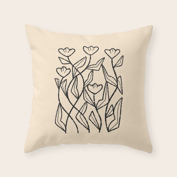 Linear Tulips Throw Pillow Gallery Image 6