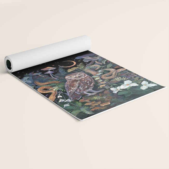 Owl and Snakes Mushroom forest Yoga Mat Gallery Image 2