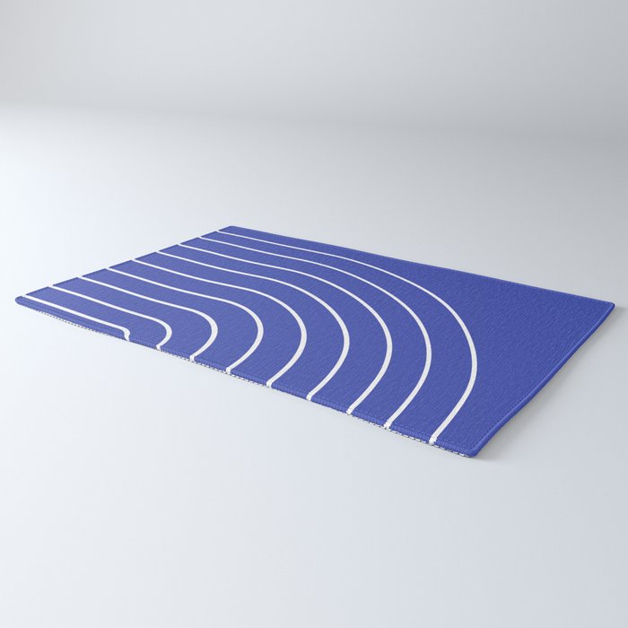 Minimal Arch XXI Bright Blue Modern Geometric Lines Rug Gallery Image 3