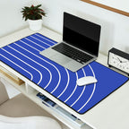 Minimal Arch XXI Bright Blue Modern Geometric Lines Desk Mat Gallery Image 2