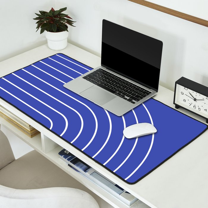 Minimal Arch XXI Bright Blue Modern Geometric Lines Desk Mat Gallery Image 2