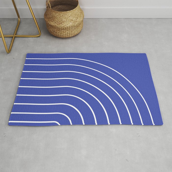 Minimal Arch XXI Bright Blue Modern Geometric Lines Rug Gallery Image 1