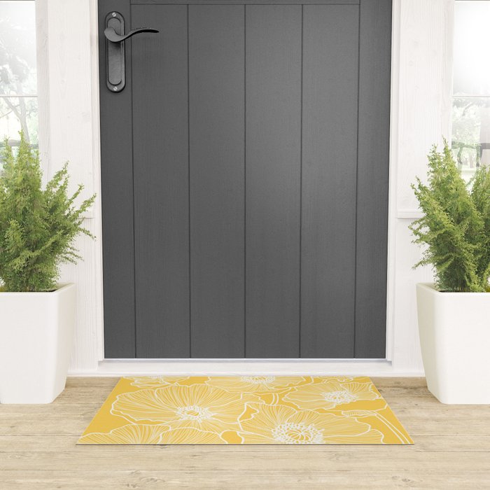 Sunshine Yellow Poppies Welcome Mat Gallery Image 3