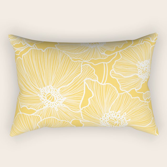 Sunshine Yellow Poppies Rectangular Pillow Gallery Image 2