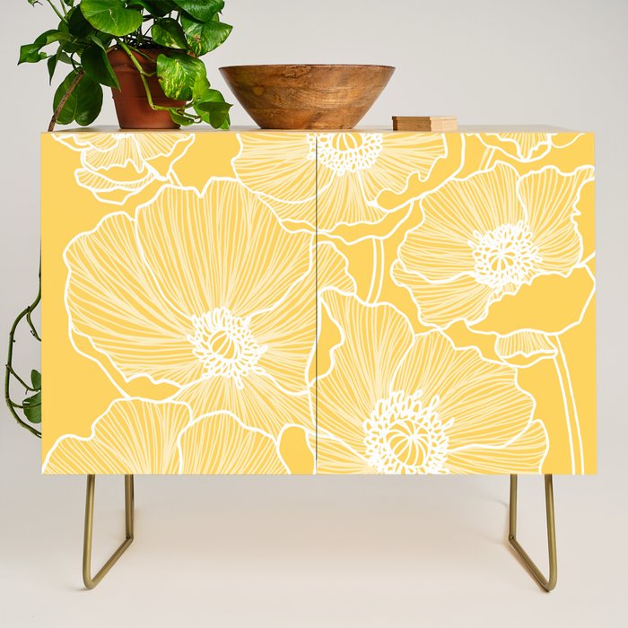 Sunshine Yellow Poppies Credenza Gallery Image 1