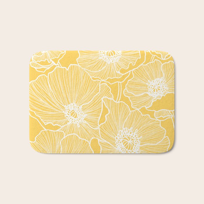 Sunshine Yellow Poppies Bath Mat Gallery Image 1
