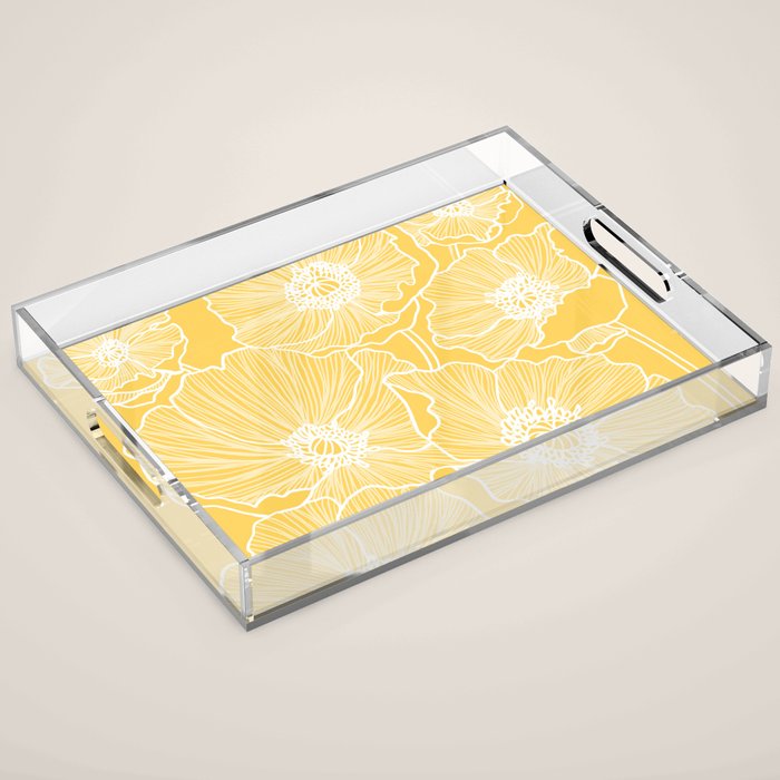 Sunshine Yellow Poppies Acrylic Tray Gallery Image 1