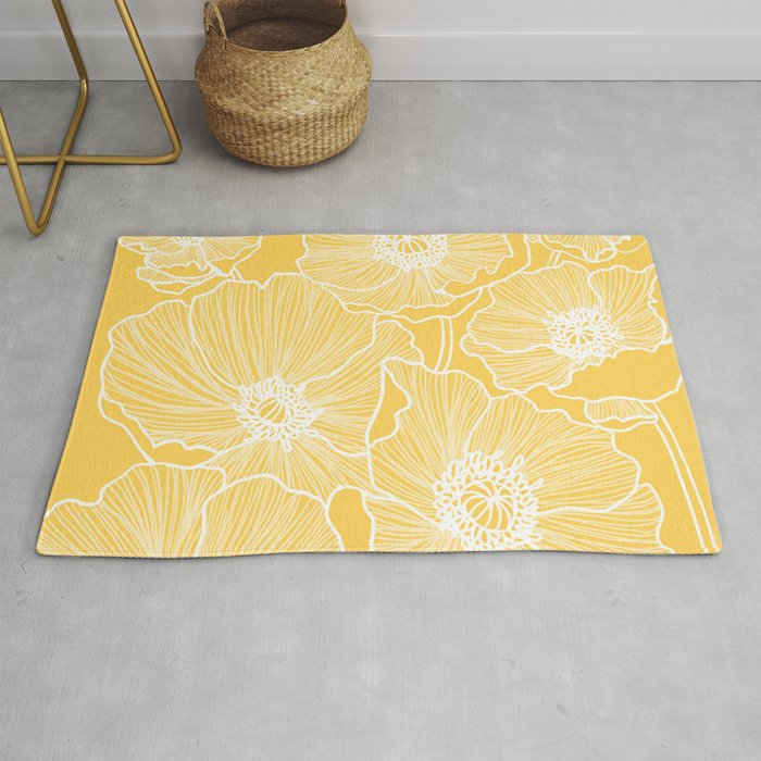 Sunshine Yellow Poppies Rug Gallery Image 1