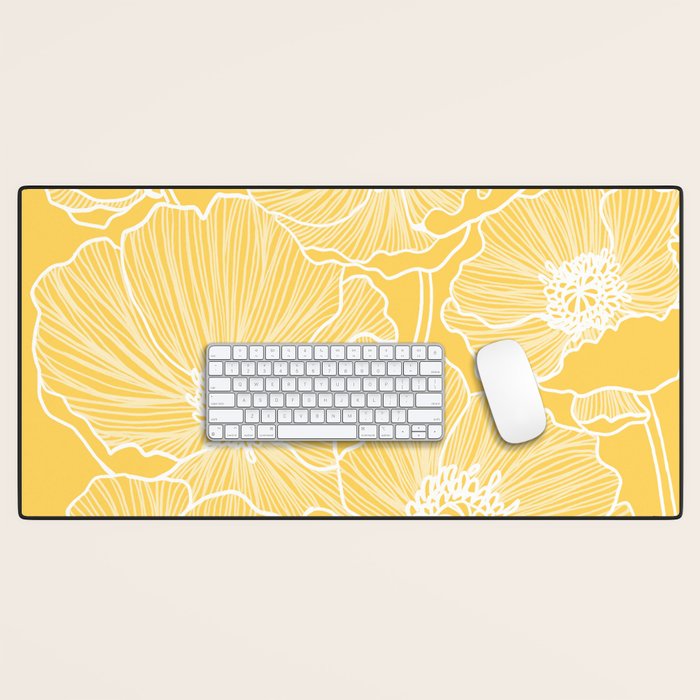 Sunshine Yellow Poppies Desk Mat Gallery Image 1