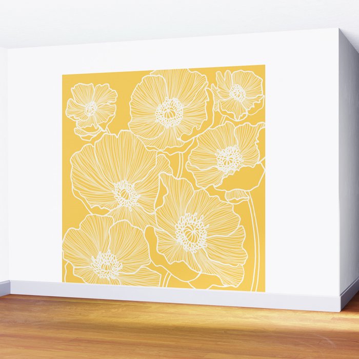 Sunshine Yellow Poppies Wall Mural Gallery Image 2