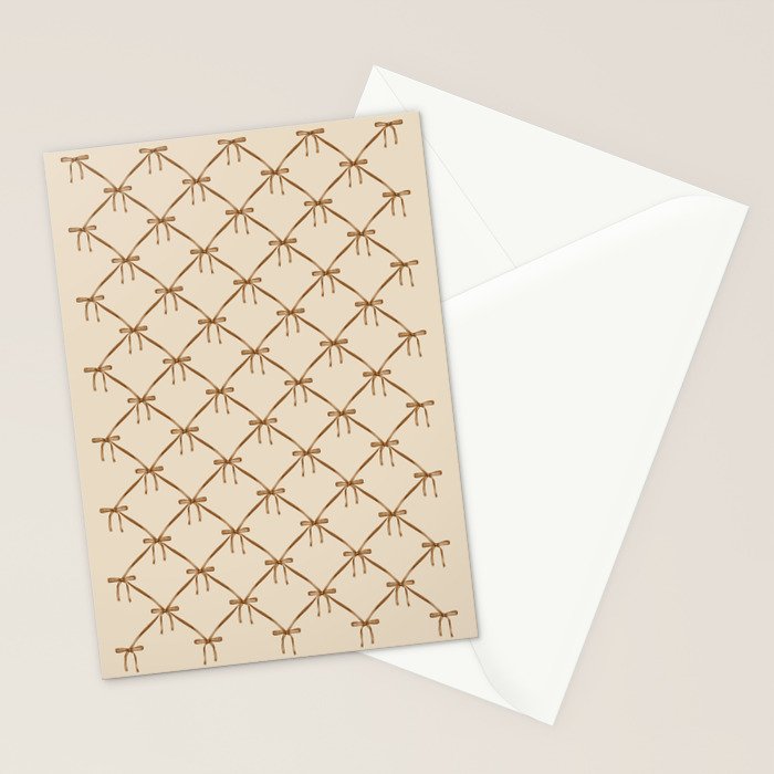 Bows & Ribbons Pattern LVI Neutral Beige Stationery Card Gallery Image 2