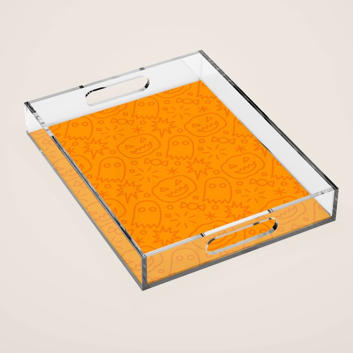 Fun halloween cartoon doodle art pattern Acrylic Tray Gallery Image 1