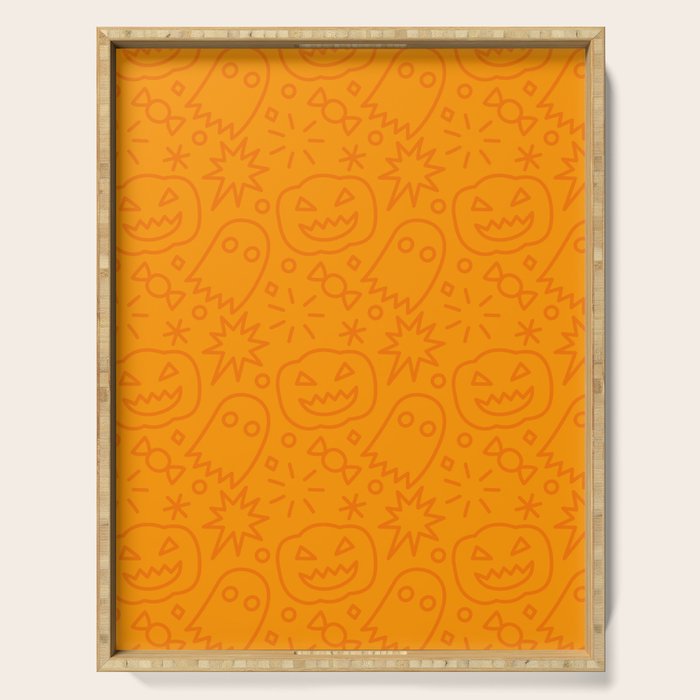 Fun halloween cartoon doodle art pattern Serving Tray Gallery Image 1