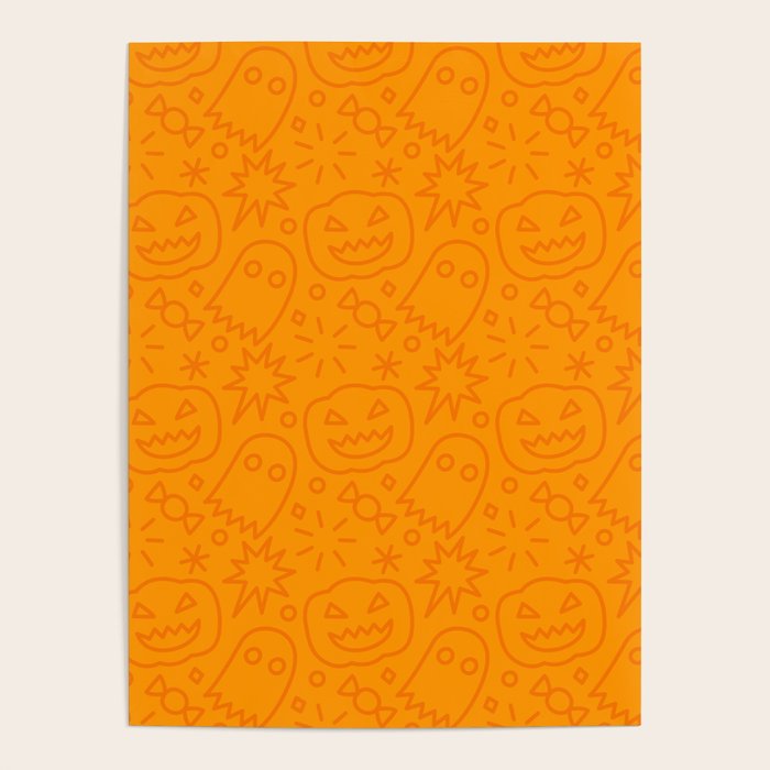Fun halloween cartoon doodle art pattern Poster Gallery Image 1