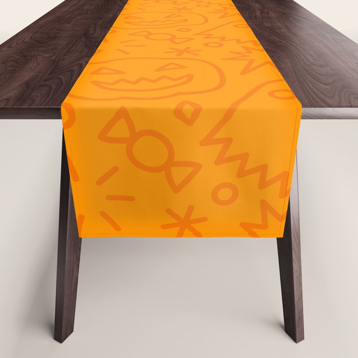 Fun halloween cartoon doodle art pattern Table Runner Gallery Image 1