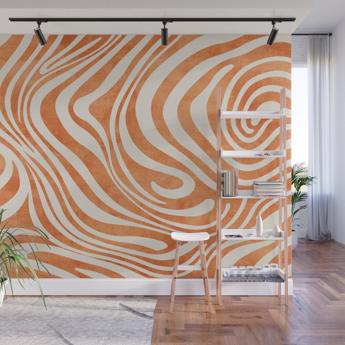 Orange Swirl Abstract Artwork Wall Mural Gallery Image 1
