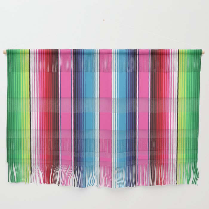 Pink Mexican Serape Blanket Stripes Wall Hanging Gallery Image 1