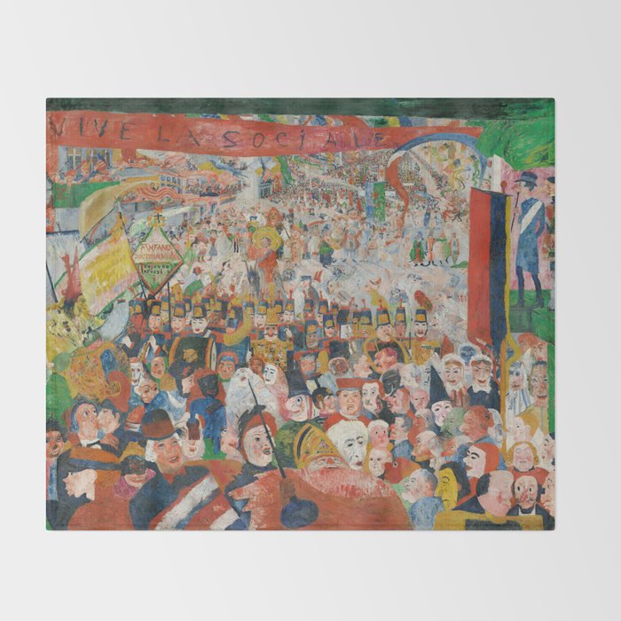 Christ's Entry into Brussels by James Ensor, 1889 Throw Blanket Gallery Image 2