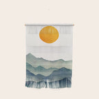 Mountain Range Silhouette - Blue & Yellow Wall Hanging Gallery Image 1