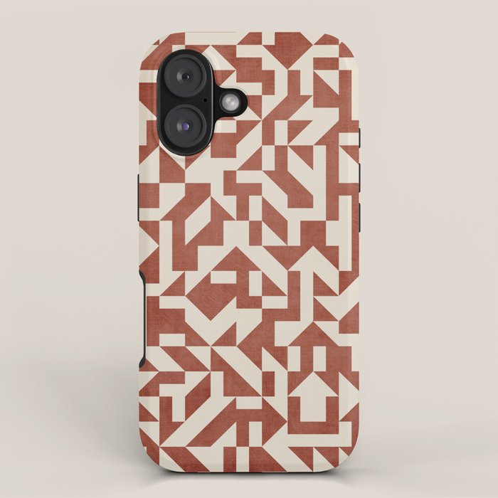 Dark Terracotta Geometric Modern Minimalist Artwork iPhone Case Gallery Image 1