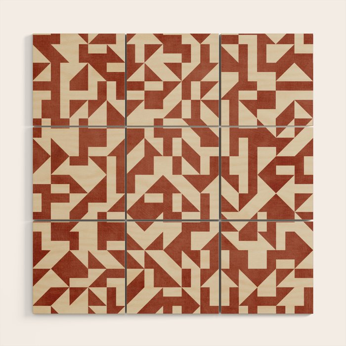 Dark Terracotta Geometric Modern Minimalist Artwork Wood Wall Art Gallery Image 1