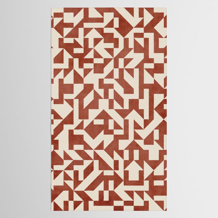 Dark Terracotta Geometric Modern Minimalist Artwork Tablecloth Gallery Image 2