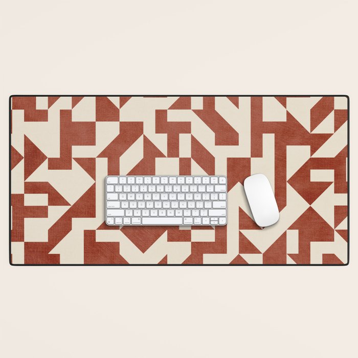 Dark Terracotta Geometric Modern Minimalist Artwork Desk Mat Gallery Image 1