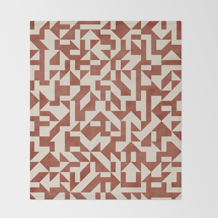 Dark Terracotta Geometric Modern Minimalist Artwork Throw Blanket Gallery Image 2