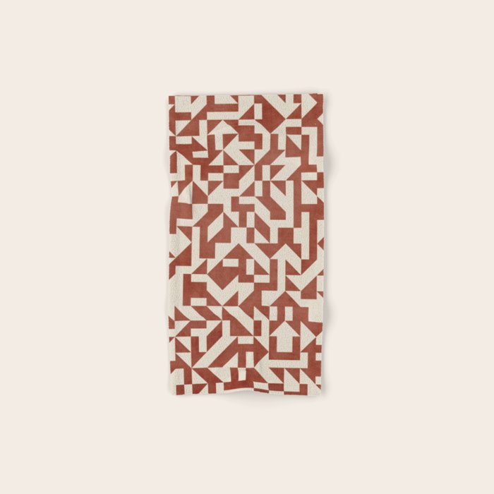 Dark Terracotta Geometric Modern Minimalist Artwork Bath Towel Gallery Image 1