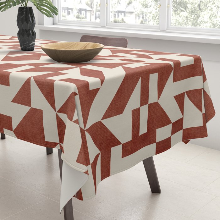 Dark Terracotta Geometric Modern Minimalist Artwork Tablecloth Gallery Image 3