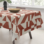 Dark Terracotta Geometric Modern Minimalist Artwork Tablecloth Gallery Image 3