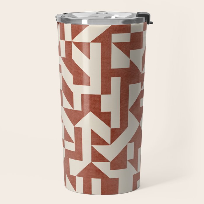 Dark Terracotta Geometric Modern Minimalist Artwork Travel Mug Gallery Image 2
