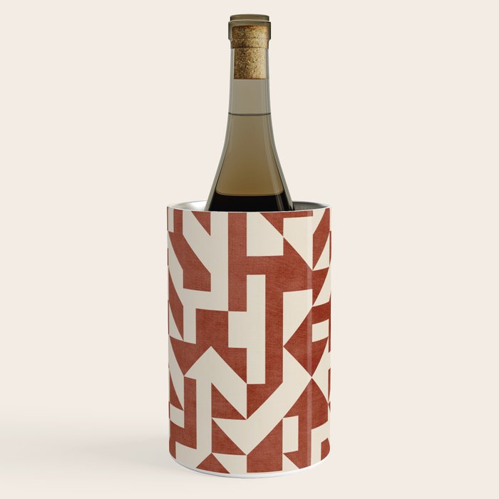 Dark Terracotta Geometric Modern Minimalist Artwork Wine Chiller Gallery Image 3